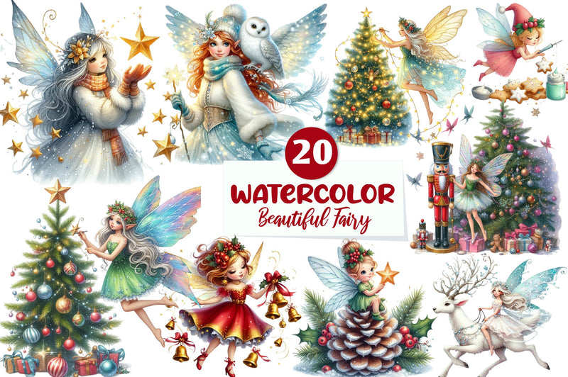 Beautiful Fairy Christmas Clipart Bundle - CraftNest - Digital Crafting and Art