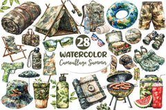 Camouflage Summer Elements Clipart Bundle 2 - CraftNest - Digital Crafting and Art