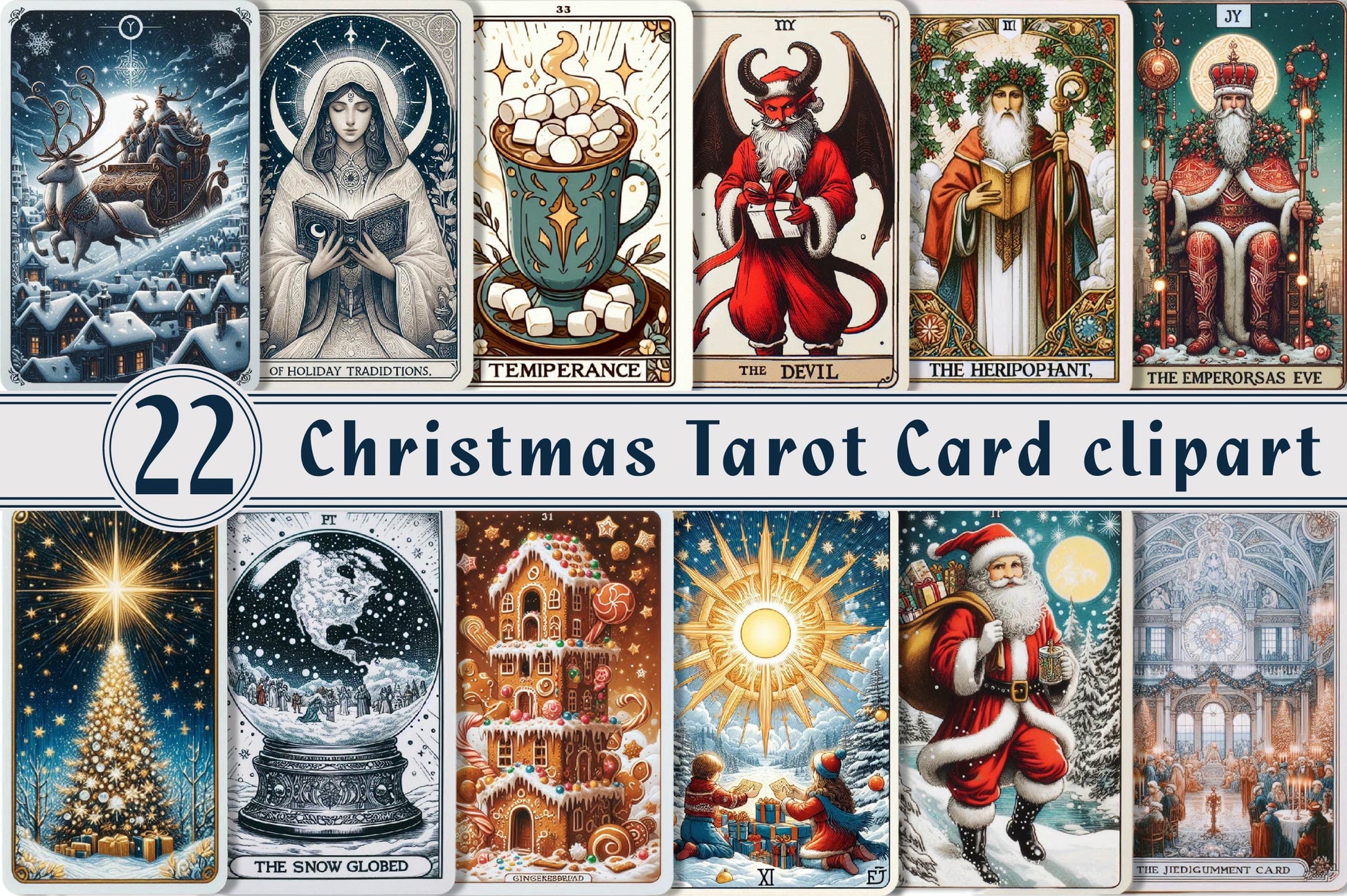 Christmas Tarot Card Clipart Bundle - CraftNest - Digital Crafting and Art
