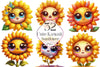 Cute Kawaii Sunflower Clipart Bundle
