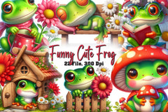 Funny Cute Frog Clipart Bundle - CraftNest - Digital Crafting and Art