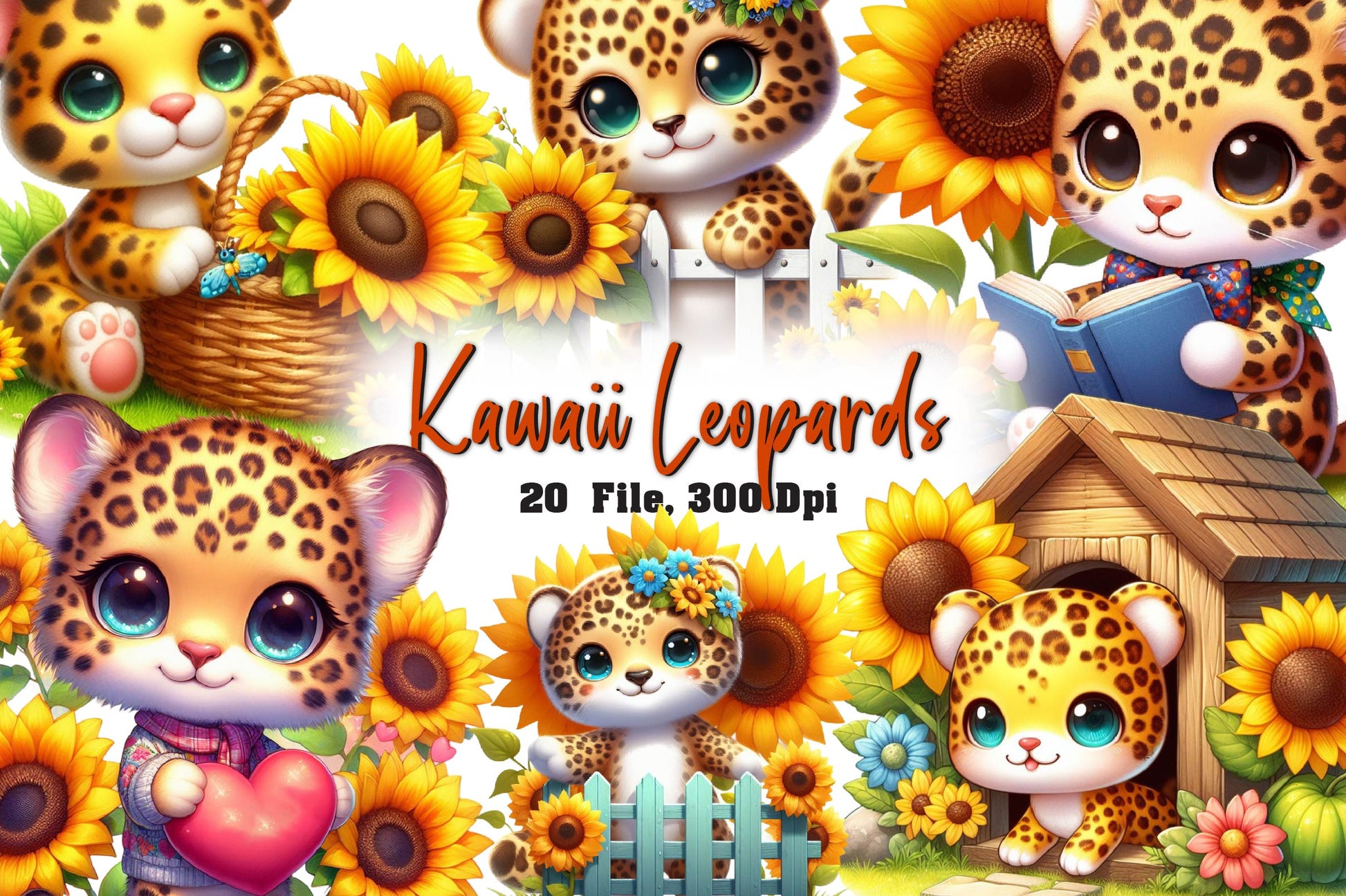 Leopards Kawaii Safari Clipart Bundle - CraftNest - Digital Crafting and Art