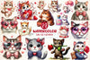 Cute Cat Valentine Clipart Bundle