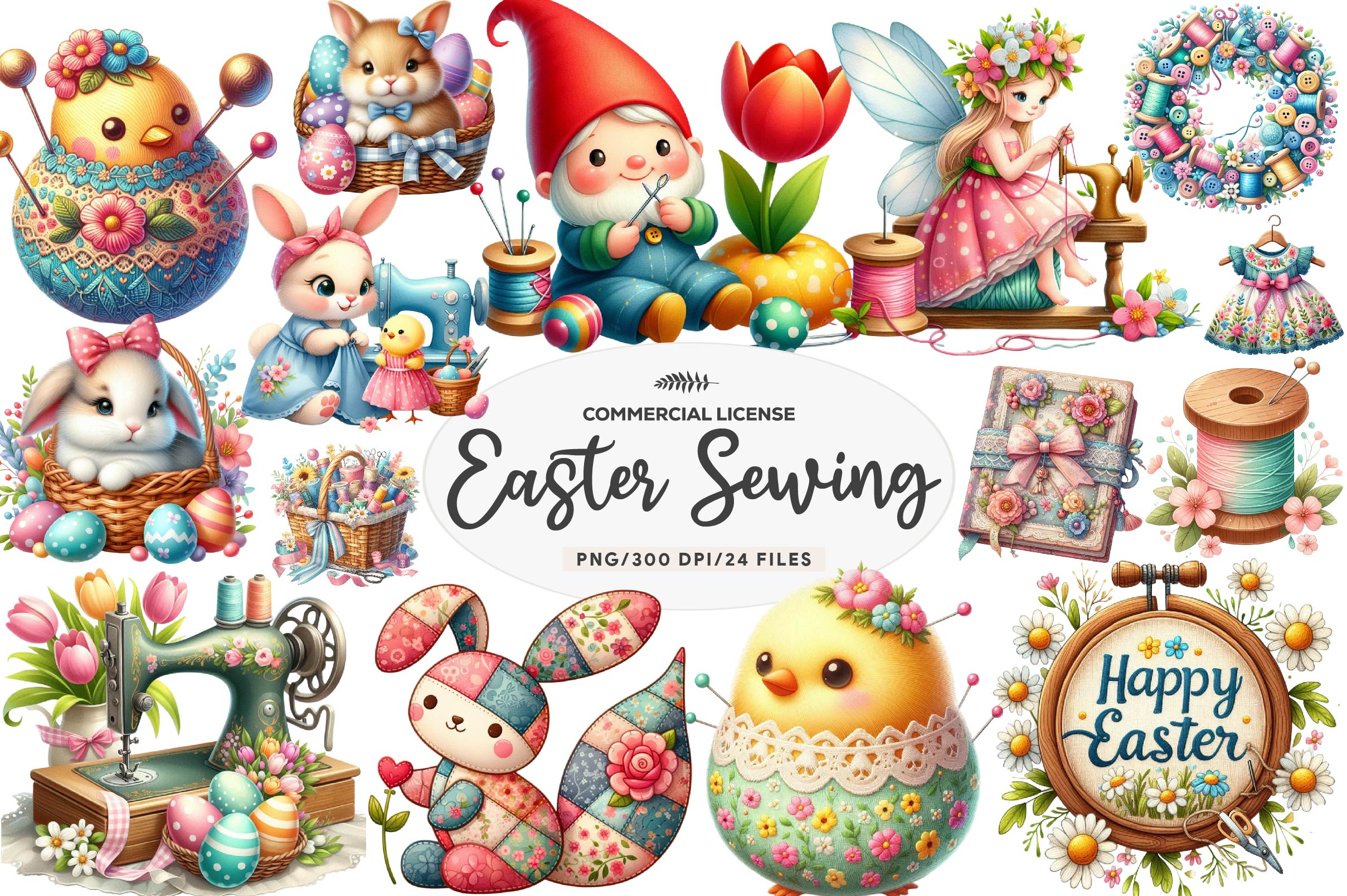 Spring & Easter Sewing Clipart Bundle - CraftNest - Digital Crafting and Art