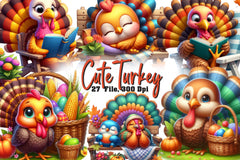 Cute Turkey Clipart Bundle - CraftNest - Digital Crafting and Art