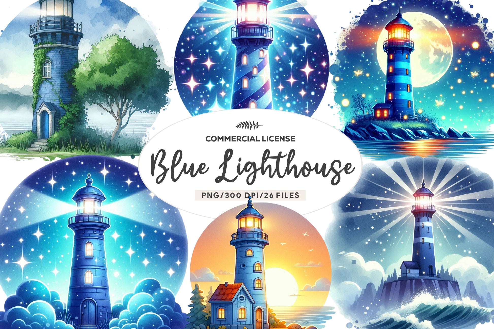 Blue Lighthouse Clipart Bundle - CraftNest - Digital Crafting and Art