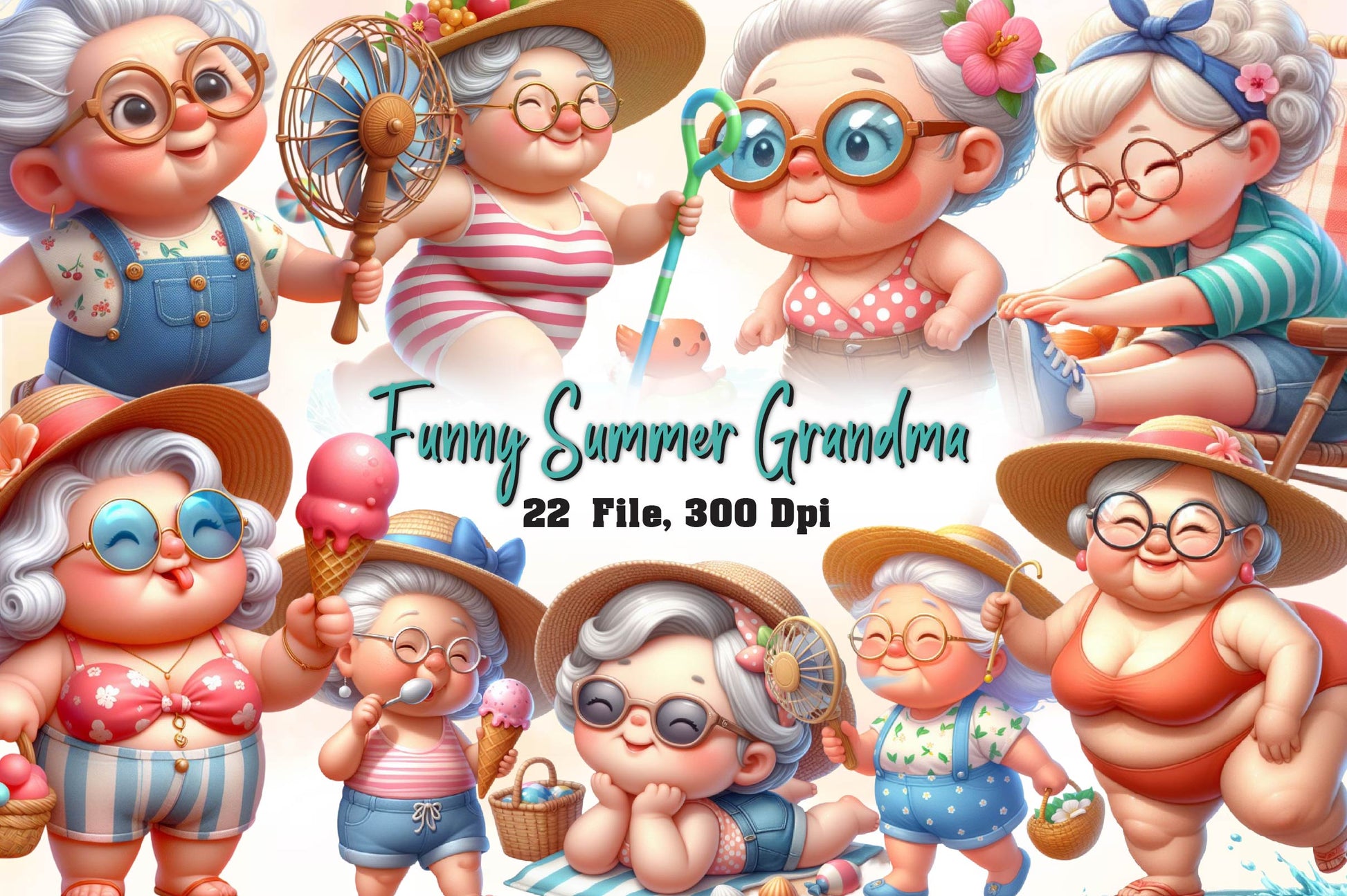 Funny Summer Grandma Clipart Bundle - CraftNest - Digital Crafting and Art