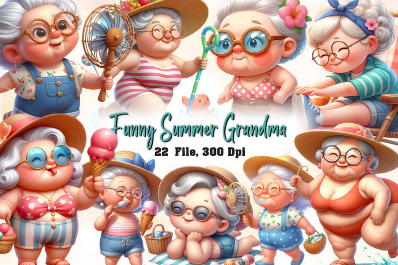 Funny Summer Grandma Clipart Bundle - CraftNest - Digital Crafting and Art