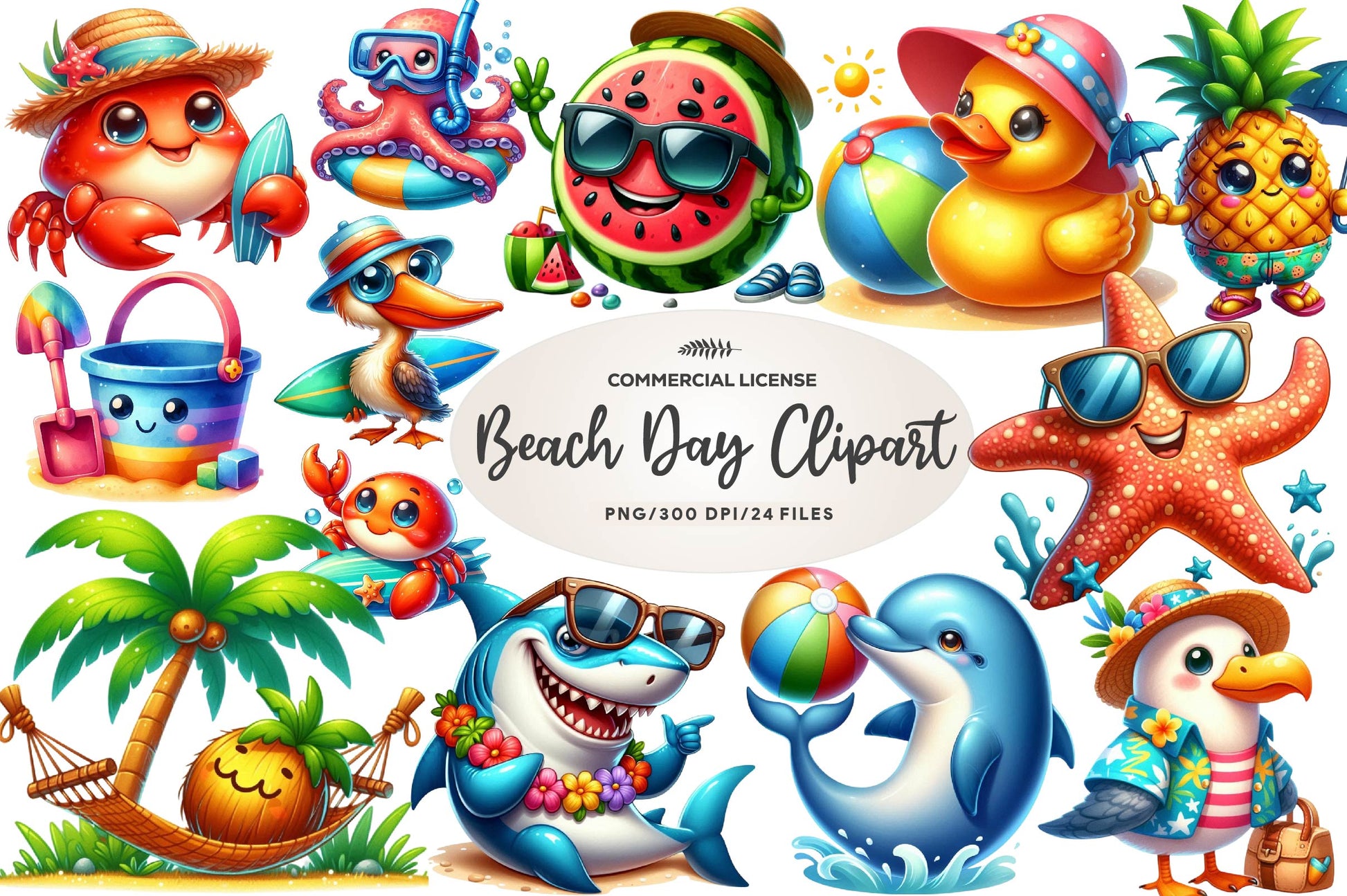 Cute Funny Beach Day Clipart Bundle - CraftNest - Digital Crafting and Art