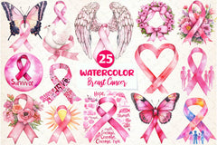 Breast Cancer Awareness Clipart Bundle - CraftNest - Digital Crafting and Art