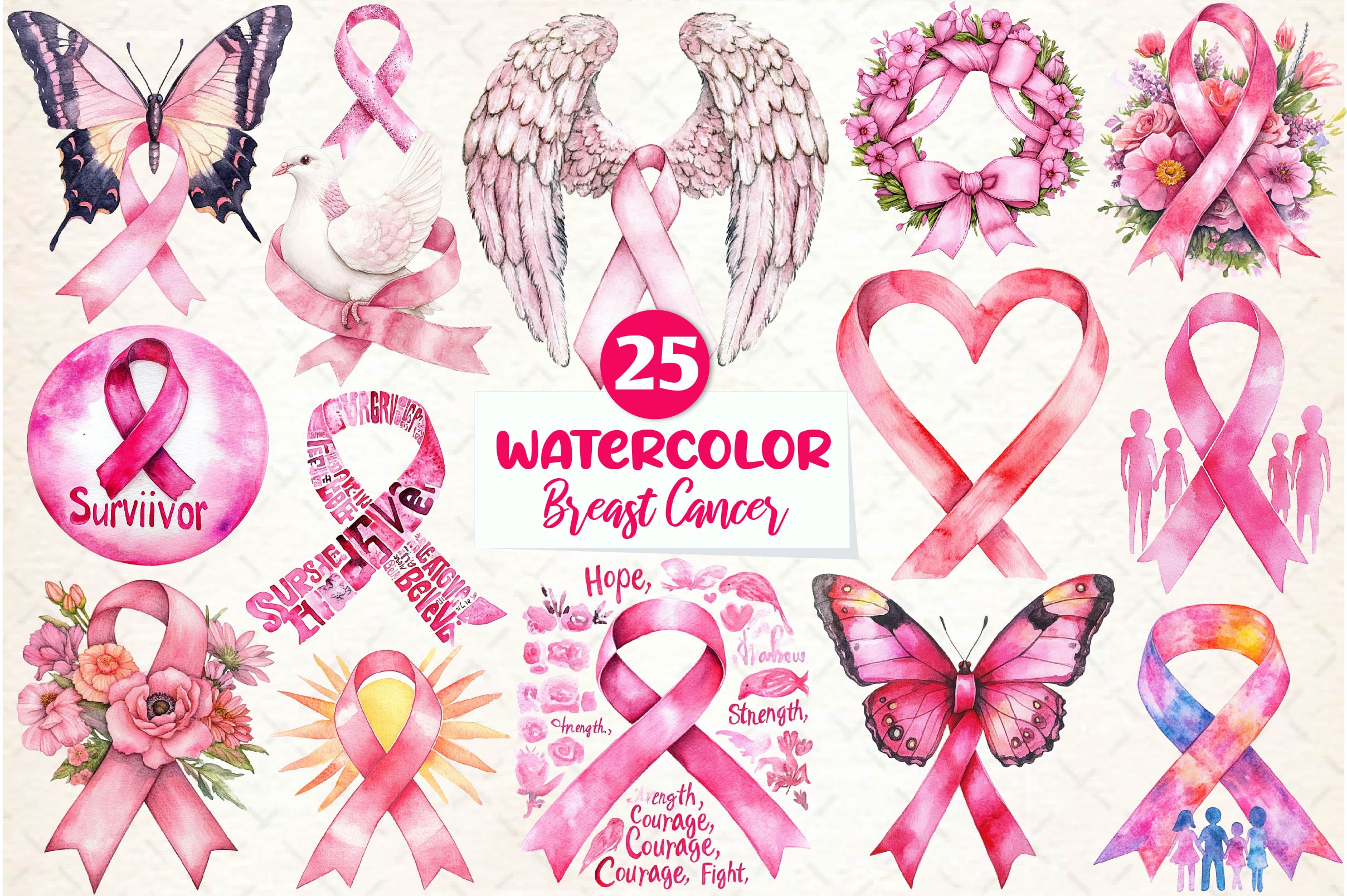 Breast Cancer Awareness Clipart Bundle - CraftNest - Digital Crafting and Art