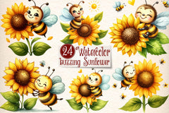 Bee Buzzing Sunflower Clipart Bundle - CraftNest - Digital Crafting and Art