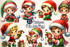 Cute Christmas Elves Clipart Bundle - CraftNest - Digital Crafting and Art