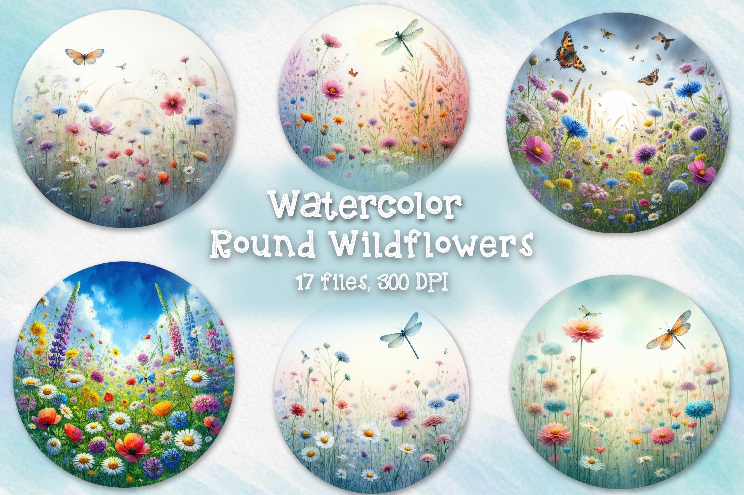 Wildflowers Round Design Clipart Bundle - CraftNest - Digital Crafting and Art