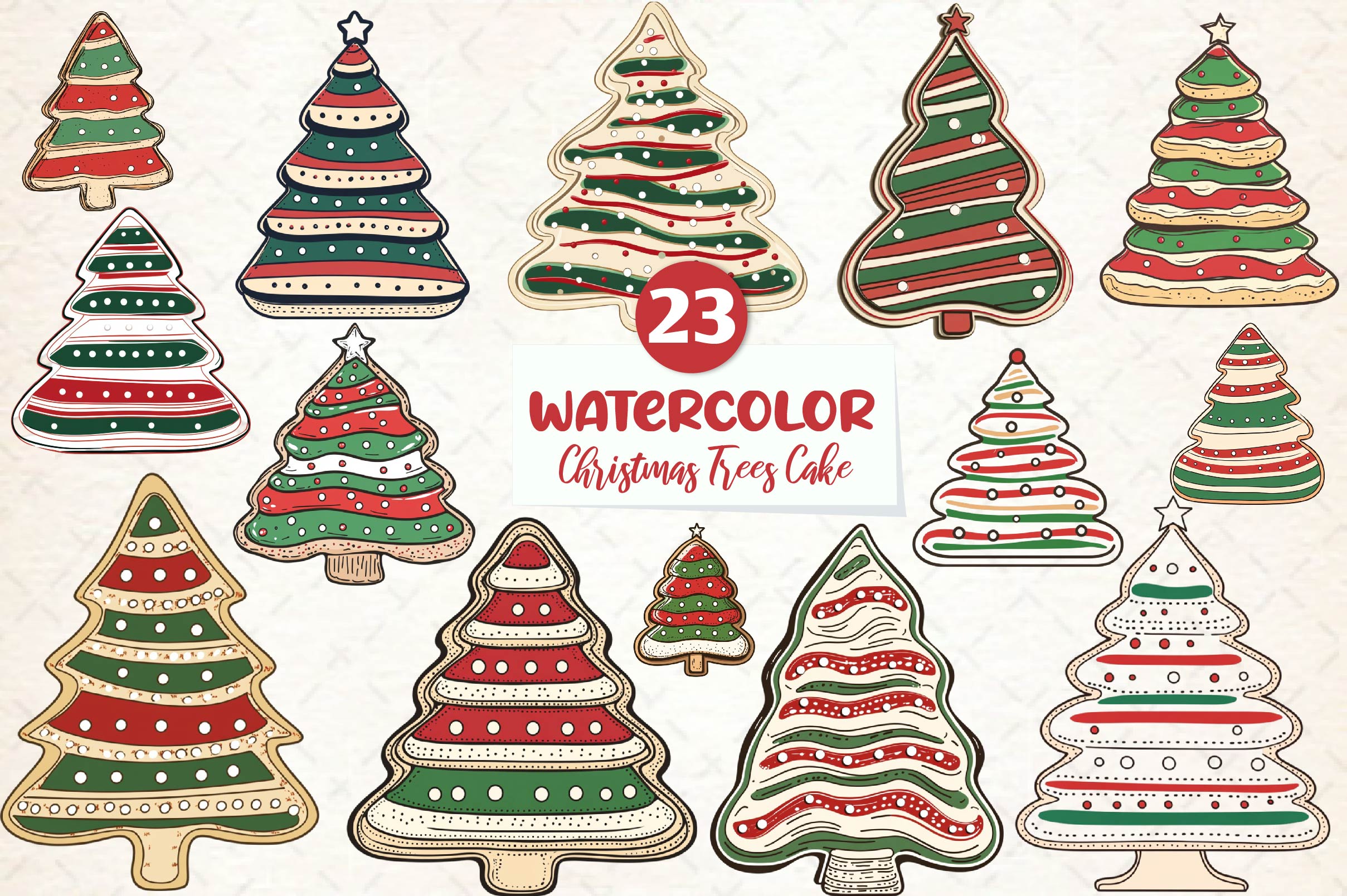 Christmas Tree Cake White Chocolate Clipart Bundle - CraftNest - Digital Crafting and Art