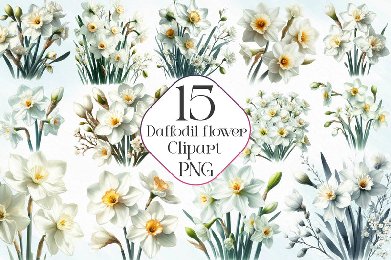 Daffodil Flower Clipart Bundle - CraftNest - Digital Crafting and Art