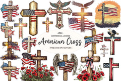 American Flag Cross Memorial Clipart Bundle - CraftNest - Digital Crafting and Art