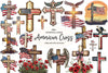 American Flag Cross Memorial Clipart Bundle
