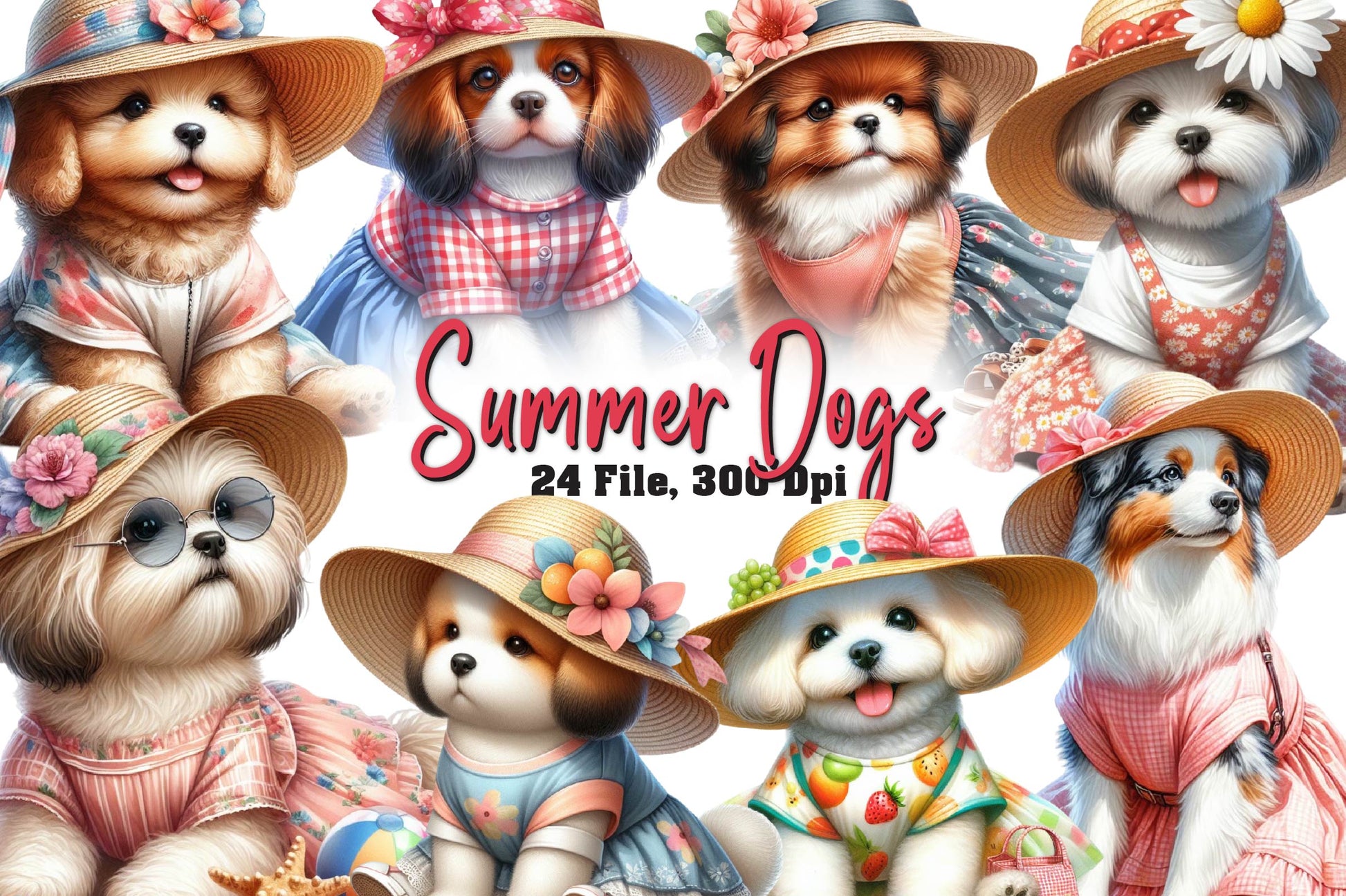 Summer Dogs Clipart Bundle - CraftNest - Digital Crafting and Art