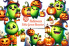 Halloween Little Green Monster Clipart Bundle