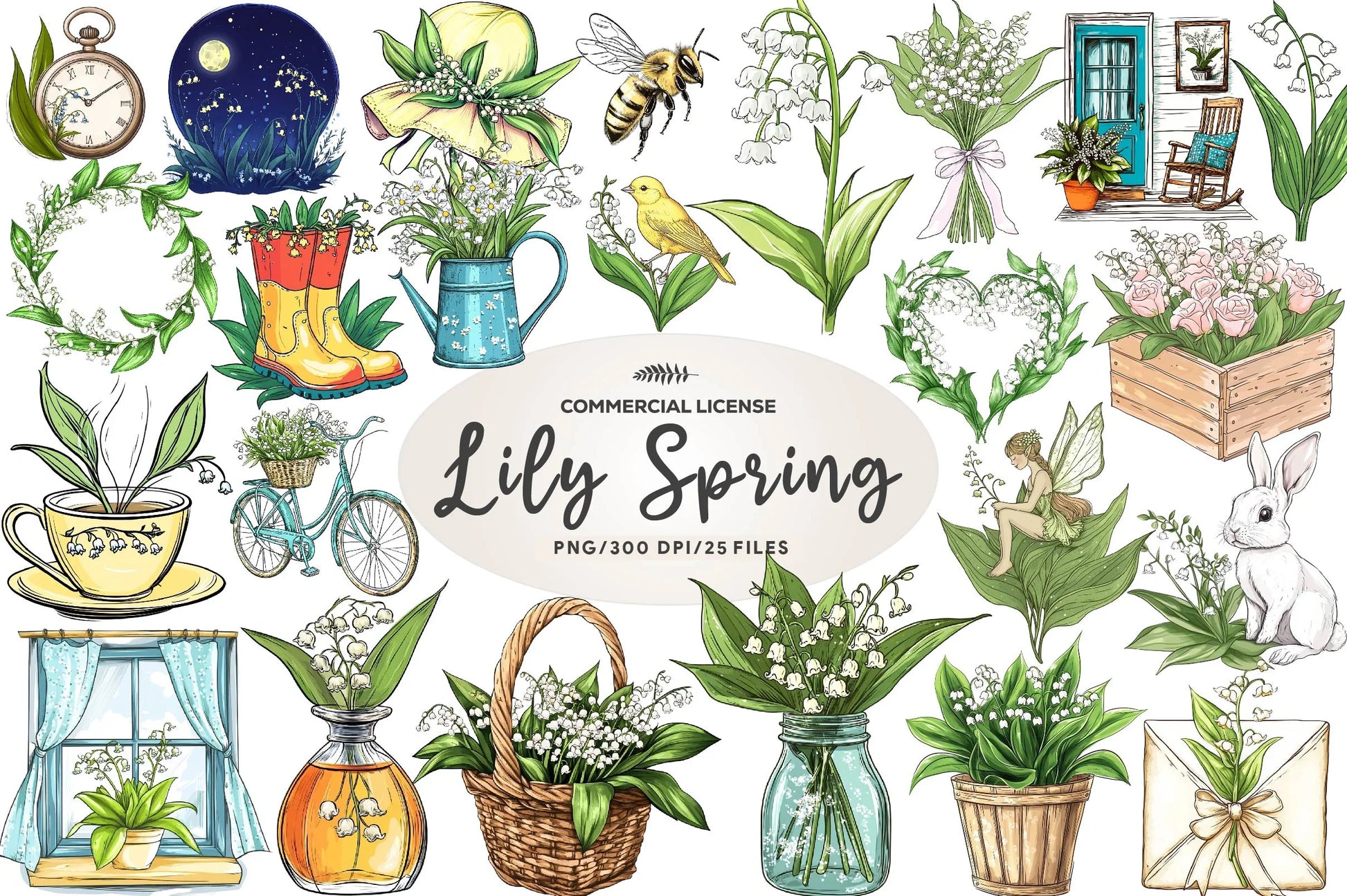 Lily Of The Valley Spring Clipart Bundle - CraftNest - Digital Crafting and Art