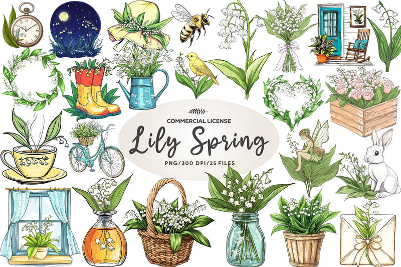 Lily Of The Valley Spring Clipart Bundle - CraftNest - Digital Crafting and Art