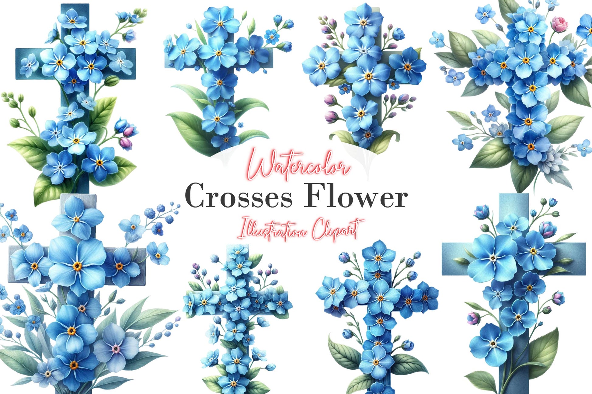 Crosses Flower Clipart Bundle - CraftNest - Digital Crafting and Art