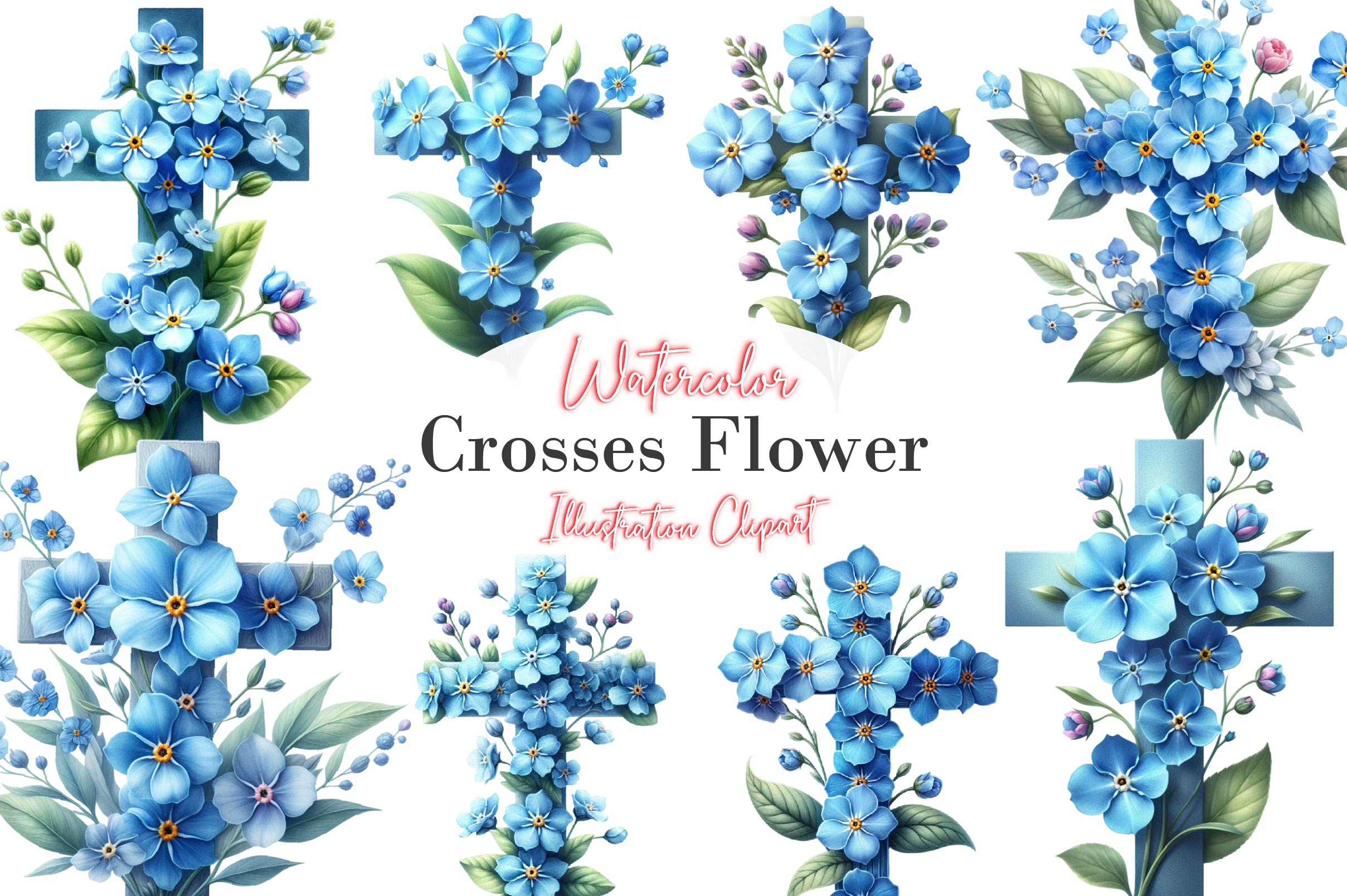 Crosses Flower Clipart Bundle - CraftNest - Digital Crafting and Art