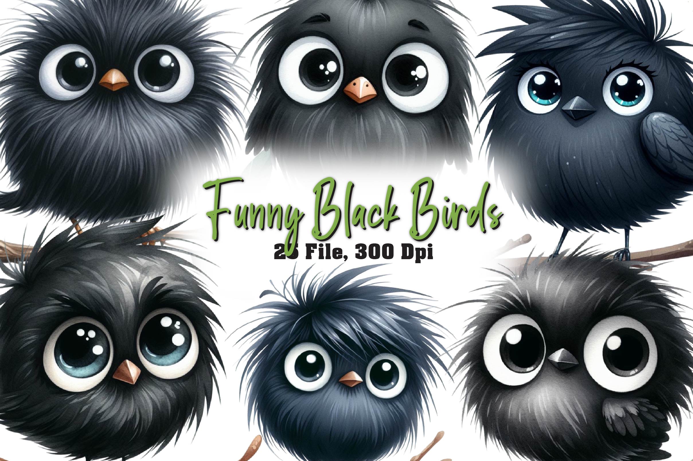 Funny Black Birds Clipart Bundle - CraftNest - Digital Crafting and Art