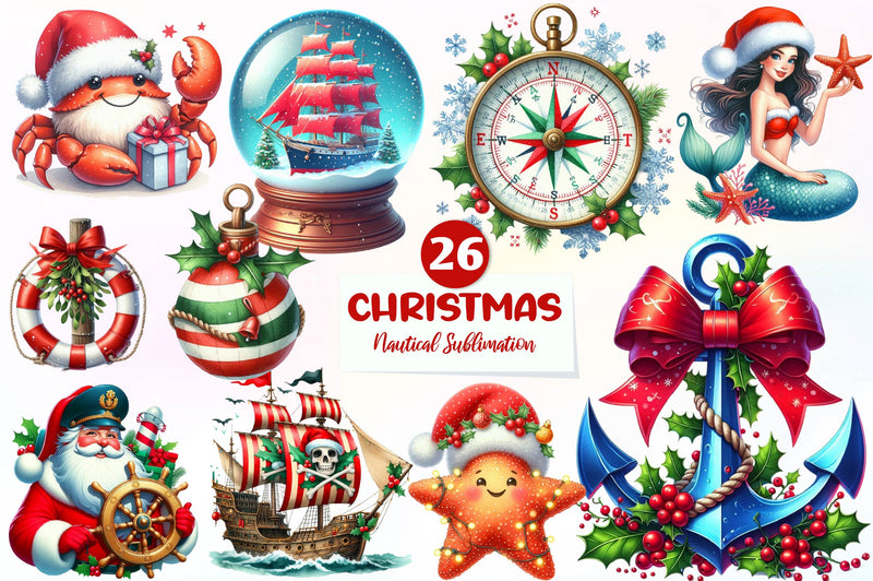 Nautical Christmas Clipart Bundle - CraftNest - Digital Crafting and Art