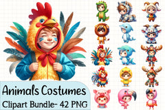 Cute Animal Costumes Clipart Bundle - CraftNest - Digital Crafting and Art