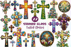 Stained Glass Easter Crosses Clipart Bundle - CraftNest - Digital Crafting and Art