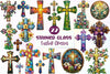 Stained Glass Easter Crosses Clipart Bundle