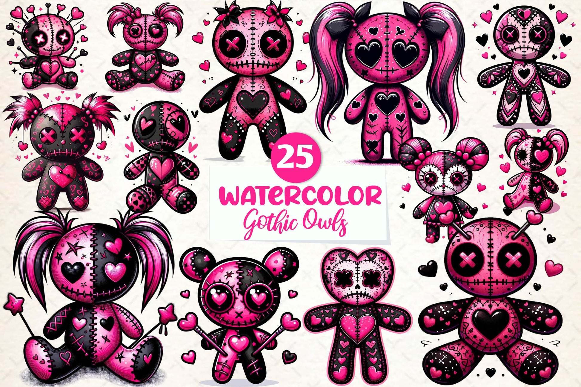 Valentines Day Gothic Voodoo Doll Clipart Bundle 1 - CraftNest - Digital Crafting and Art