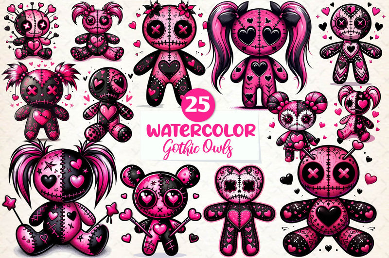 Valentines Day Gothic Voodoo Doll Clipart Bundle 1 - CraftNest - Digital Crafting and Art