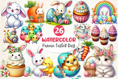 Kawaii Easter Day Clipart Bundle 2 - CraftNest - Digital Crafting and Art