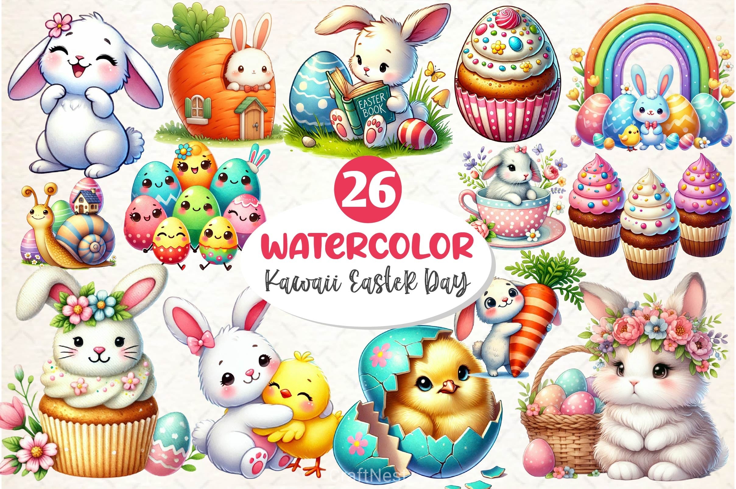 Kawaii Easter Day Clipart Bundle 2 - CraftNest - Digital Crafting and Art