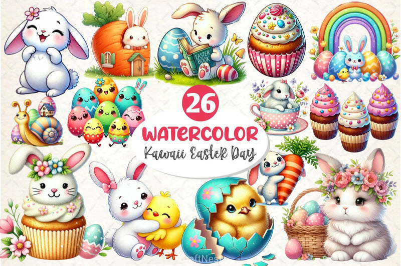 Kawaii Easter Day Clipart Bundle 2 - CraftNest - Digital Crafting and Art