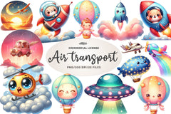 Cute Air Transport Clipart Bundle - CraftNest - Digital Crafting and Art