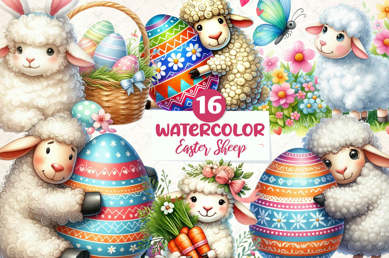 Cute Easter Sheep Clipart Bundle - CraftNest - Digital Crafting and Art