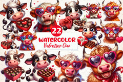 Cute Valentine Cow Clipart Bundle - CraftNest - Digital Crafting and Art