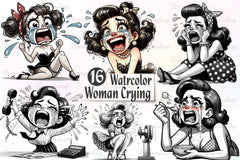 Vintage Woman Crying Clipart Bundle - CraftNest - Digital Crafting and Art