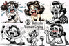 Vintage Woman Crying Clipart Bundle
