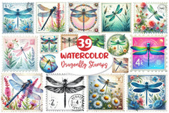 Dragonfly Postage Stamps Clipart Bundle - CraftNest - Digital Crafting and Art