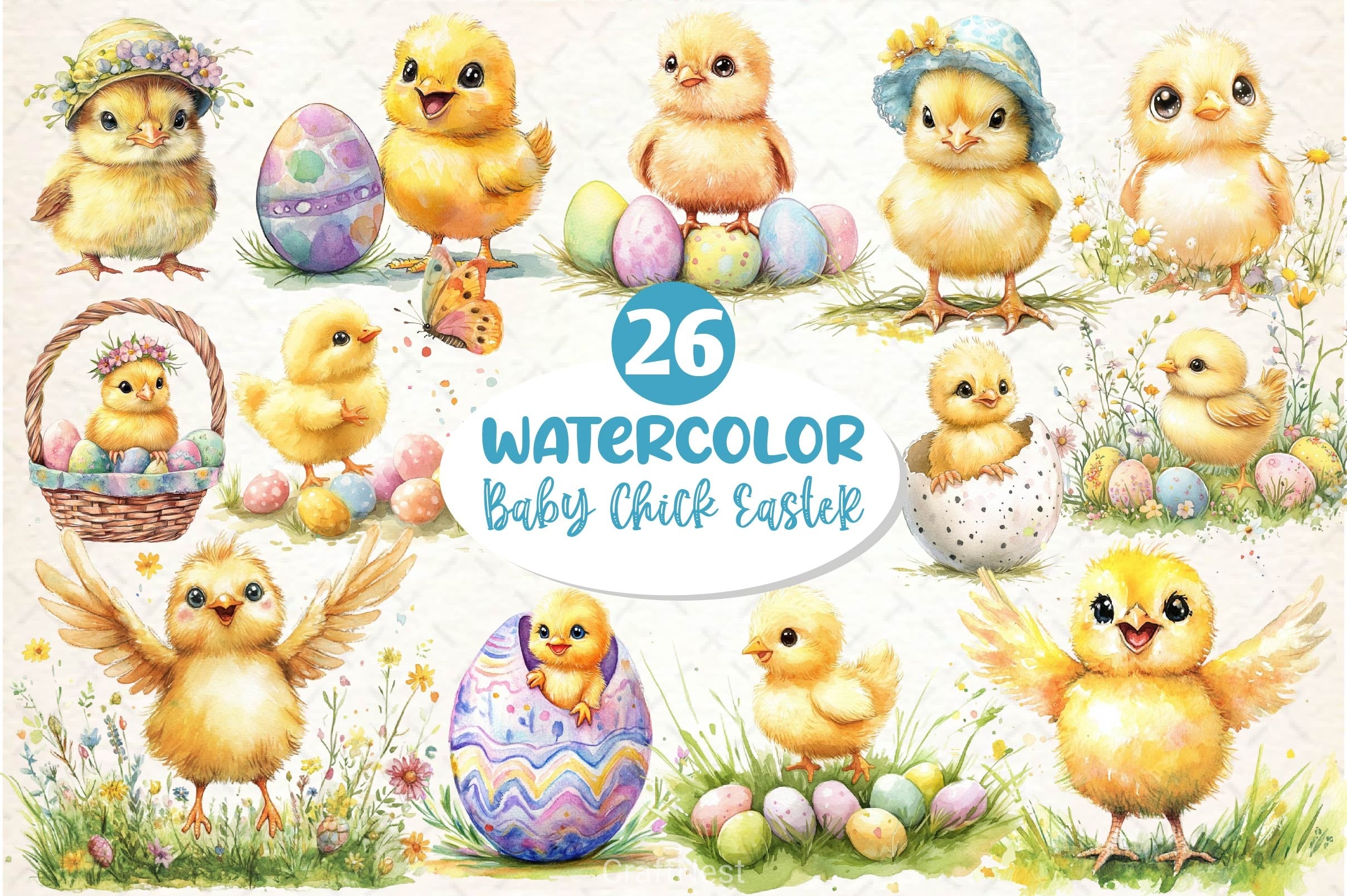 Cute Baby Chick Easter Clipart Bundle - CraftNest - Digital Crafting and Art