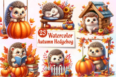 Autumn Cute Hedgehog Clipart Bundle - CraftNest - Digital Crafting and Art