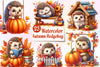 Autumn Cute Hedgehog Clipart Bundle