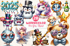 Sparkling New Year Character Clipart Bundle - CraftNest - Digital Crafting and Art
