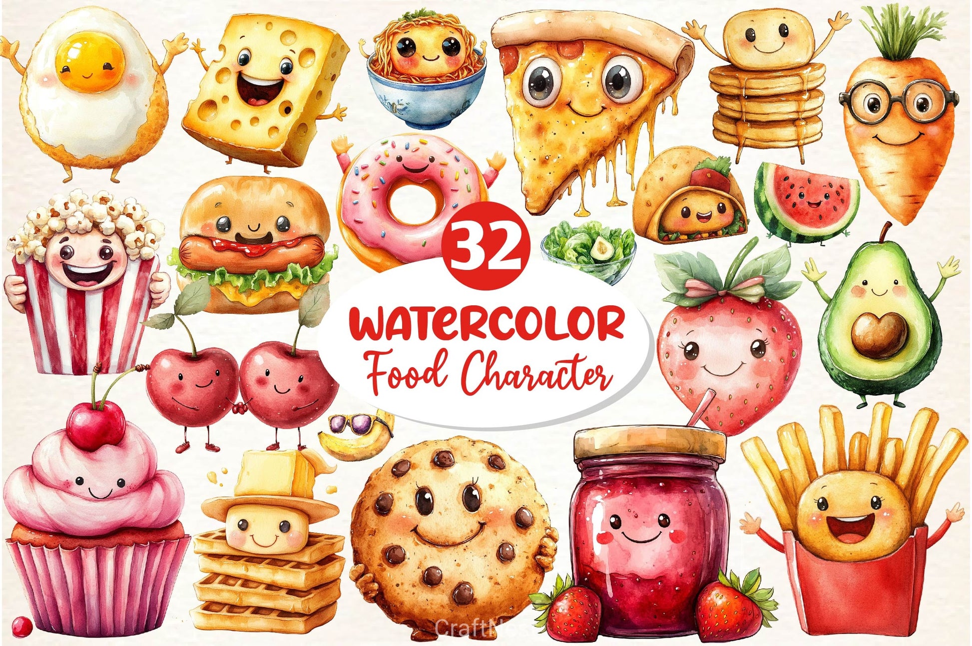 Food Character Clipart Bundle - CraftNest - Digital Crafting and Art
