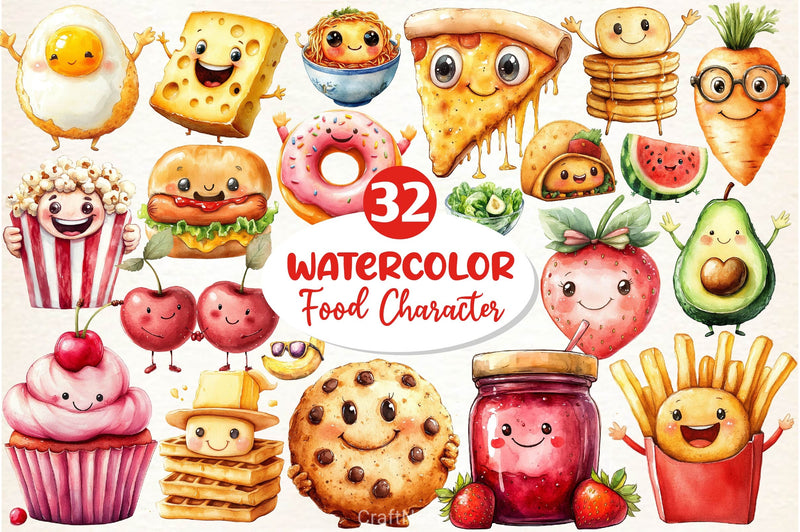 Food Character Clipart Bundle - CraftNest - Digital Crafting and Art